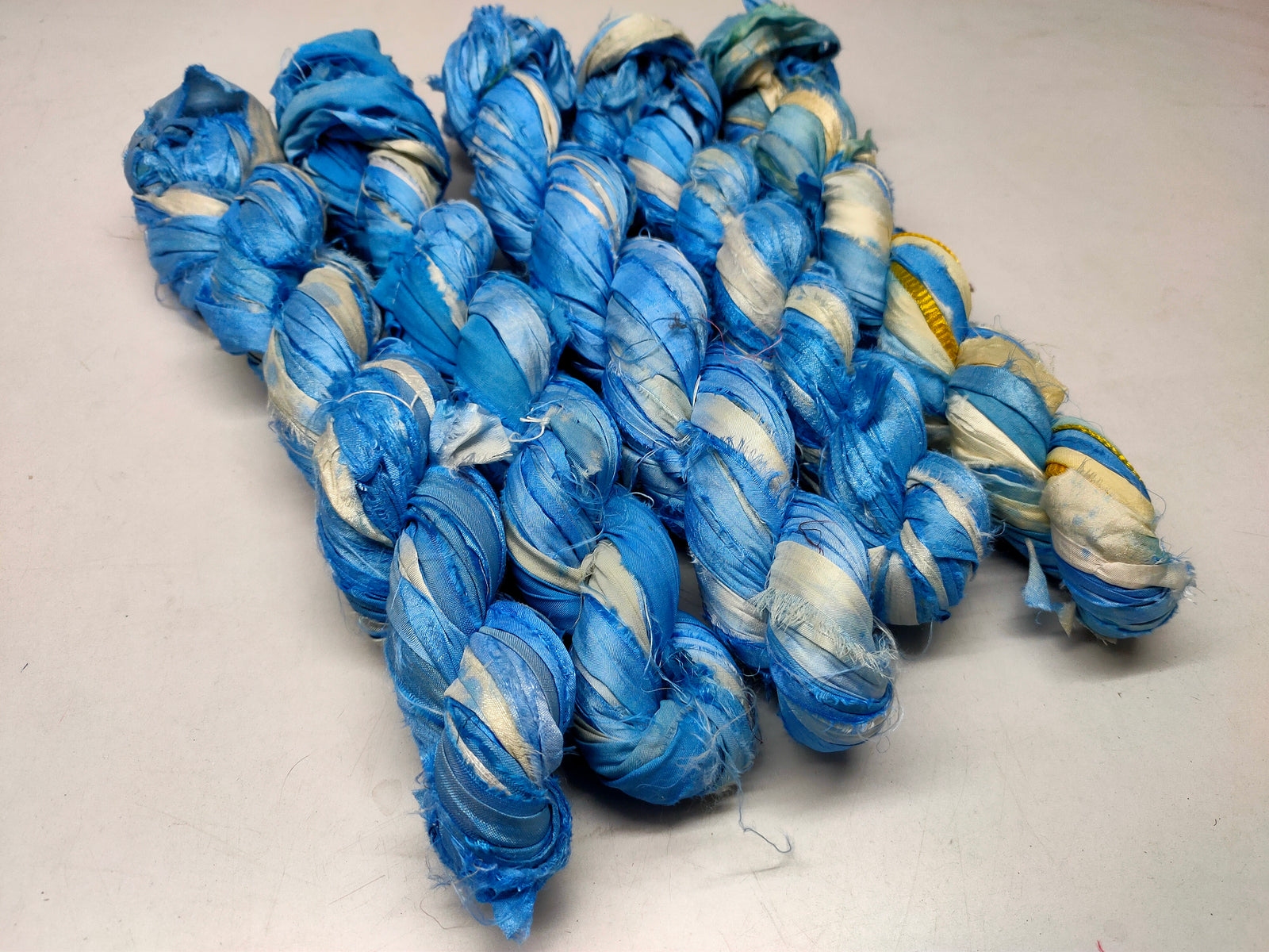 Recycled Sari Silk Ribbon - Cloud - SilkRouteIndia