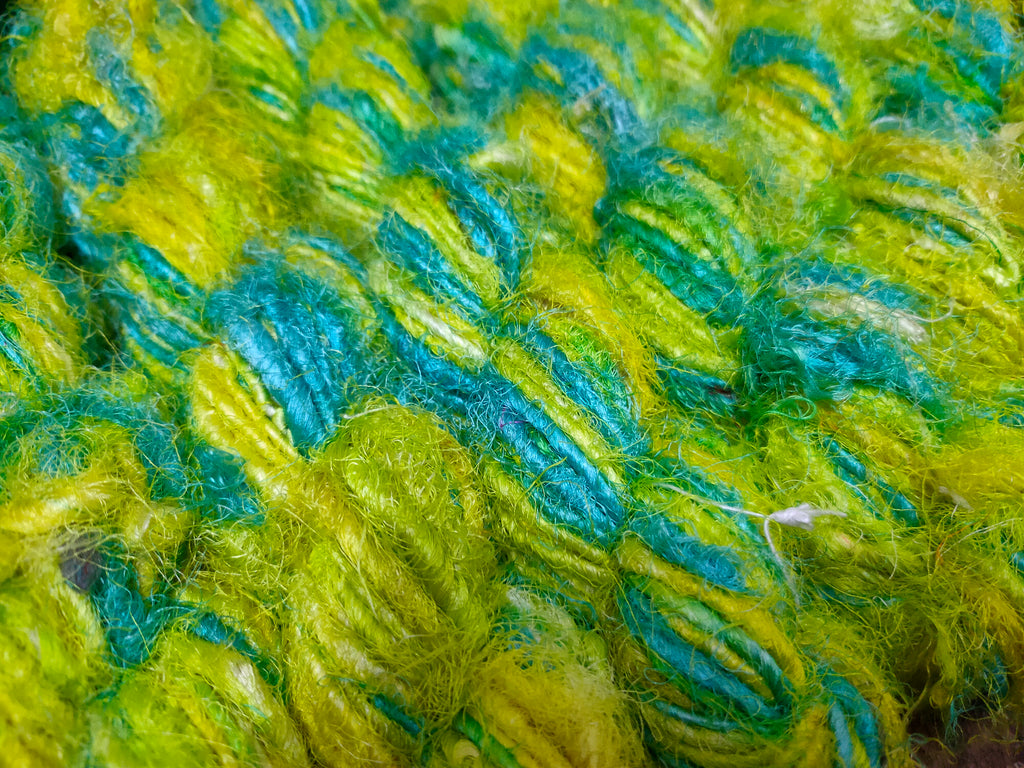 Recycled Sari Silk Yarn - Lemon Blue - SilkRouteIndia