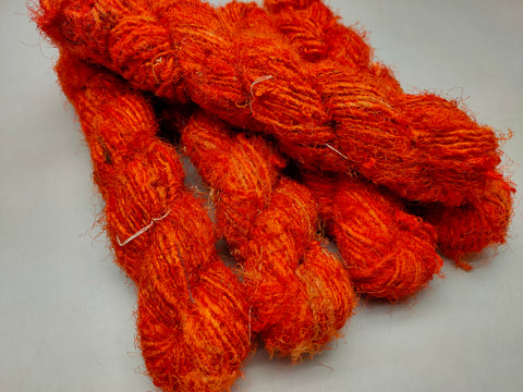 Recycled Sari Silk Yarn - Tiger Orange - SilkRouteIndia