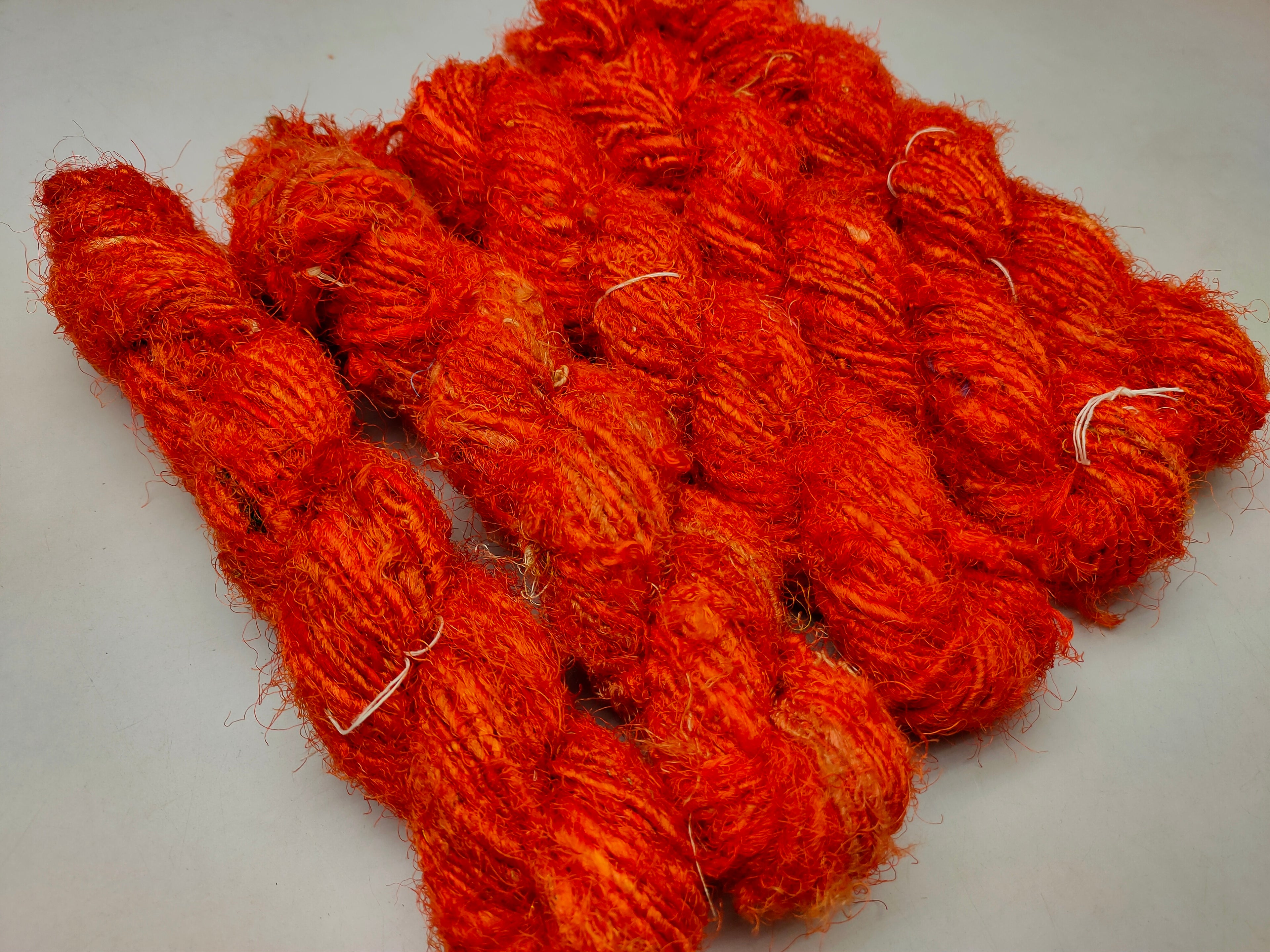 Recycled Sari Silk Yarn - Tiger Orange - SilkRouteIndia