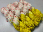 Mulberry Yarn Short Fiber - Sun Haze - SilkRouteIndia Mulberry Silk Yarn Short Fiber is a unique Silk Yarn ideal for Knitting. Mulberry Yarn is very soft and shiny. It is DK weight and is directly spun from the short fiber of Mulberry Silk Tops. It is a yarn of Natural Protein Fiber. Mulberry Yarn has compact structure, evenness, clean appearance, elegant luster, Good moisture-absorbing capability, good strength and elongation, with fine and soft fibers. It is Useful for Weaving and Knitting