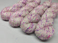 Mulberry Yarn Short Fiber - English Garden - SilkRouteIndia Mulberry Silk Yarn Short Fiber is a unique Silk Yarn ideal for Knitting. Mulberry Yarn is very soft and shiny. It is DK weight and is directly spun from the short fiber of Mulberry Silk Tops. It is a yarn of Natural Protein Fiber. Mulberry Yarn has compact structure, evenness, clean appearance, elegant luster, Good moisture-absorbing capability, good strength and elongation, with fine and soft fibers. It is Useful for Weaving and Knitting