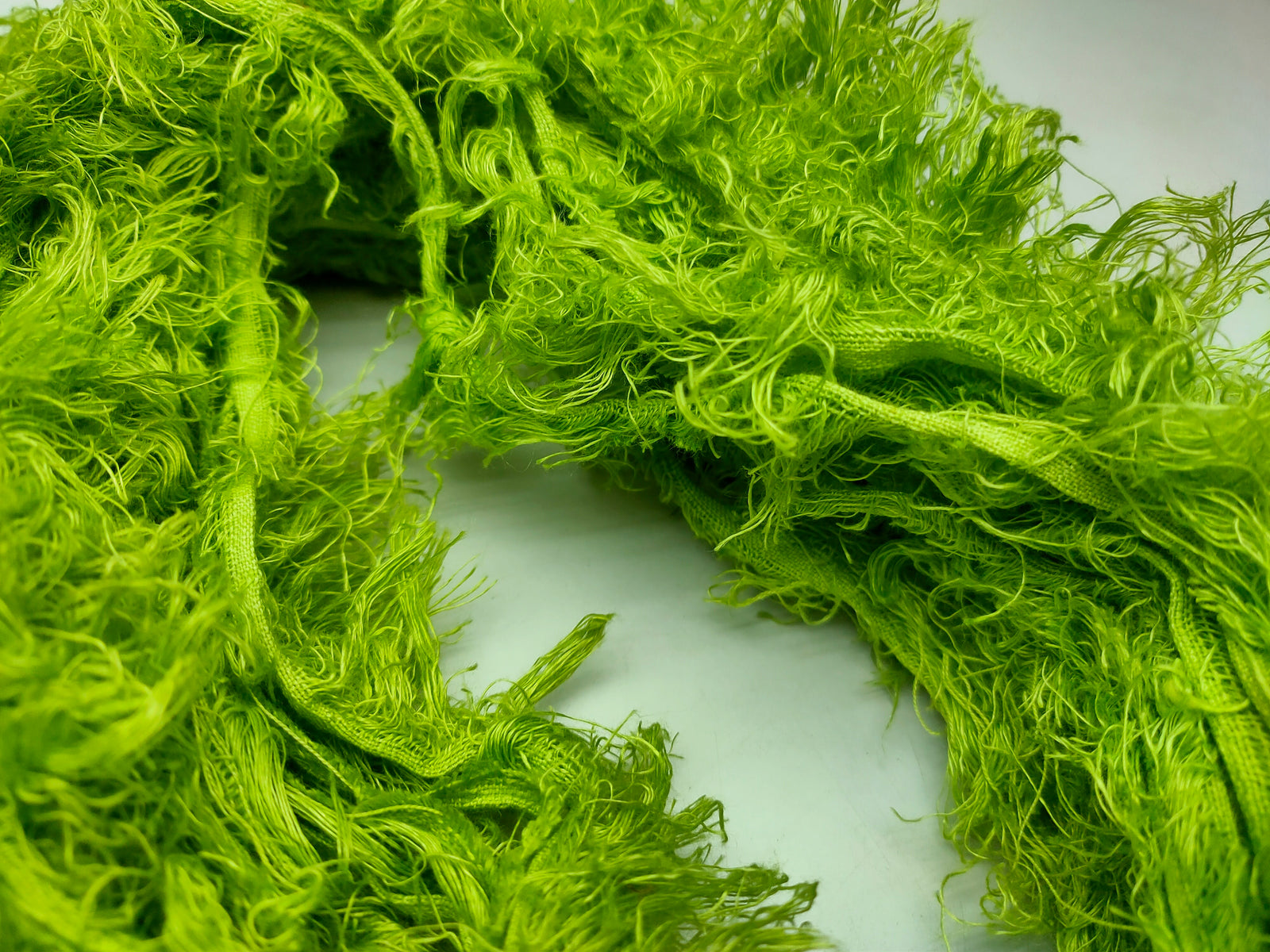Linen Fuzzy Ribbon - Lime Green - SilkRouteIndia