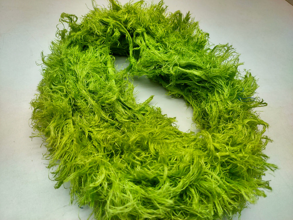 Linen Fuzzy Ribbon - Lime Green - SilkRouteIndia