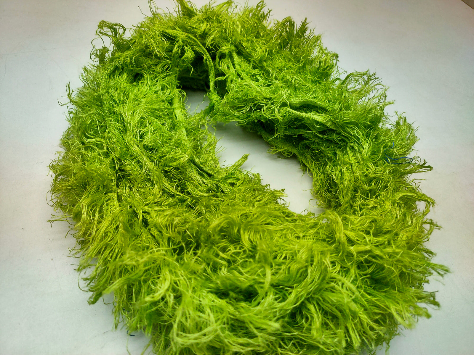 Linen Fuzzy Ribbon - Lime Green - SilkRouteIndia