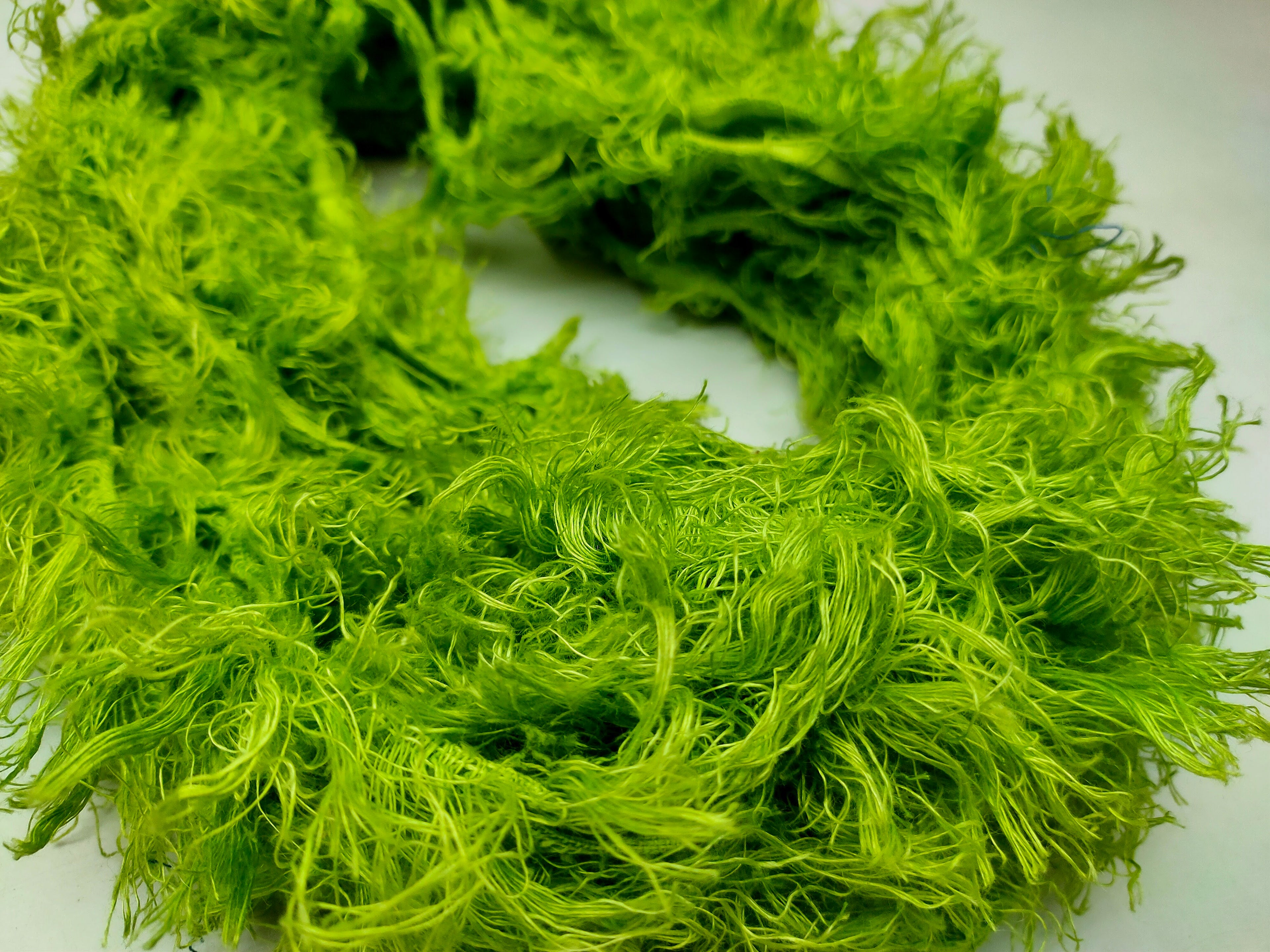 Linen Fuzzy Ribbon - Lime Green - SilkRouteIndia