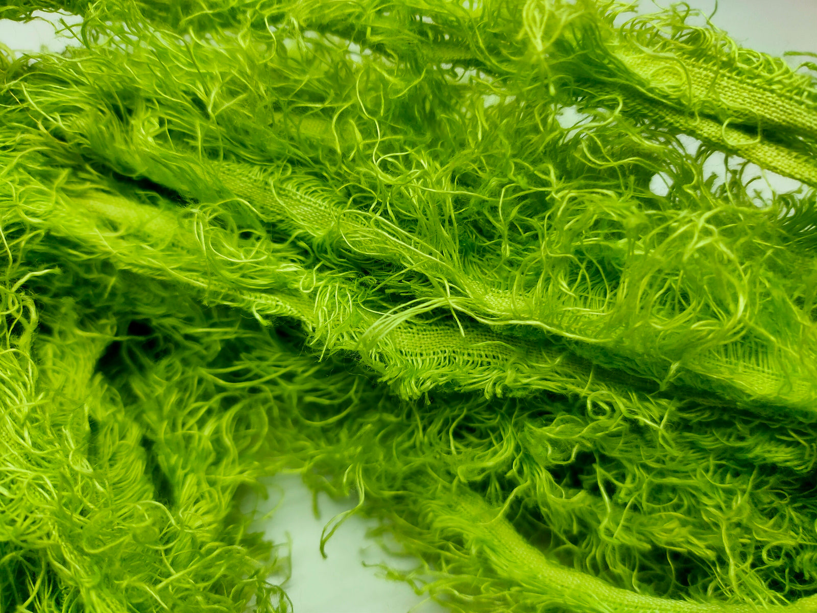 Linen Fuzzy Ribbon - Sheen Green - SilkRouteIndia