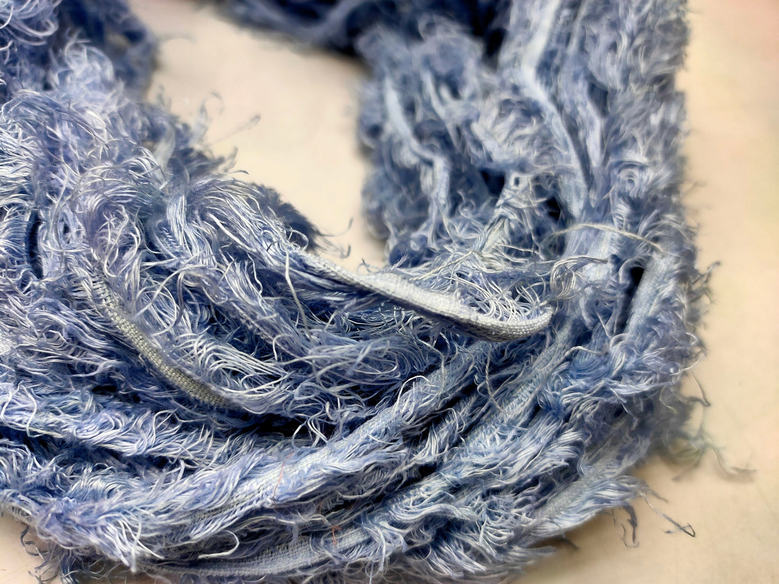 Linen Fuzzy Ribbon - Blue Grey - SilkRouteIndia