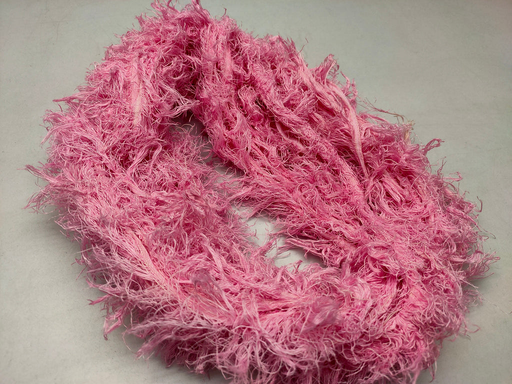 Linen Fuzzy Ribbon - BubbleGum - SilkRouteIndia