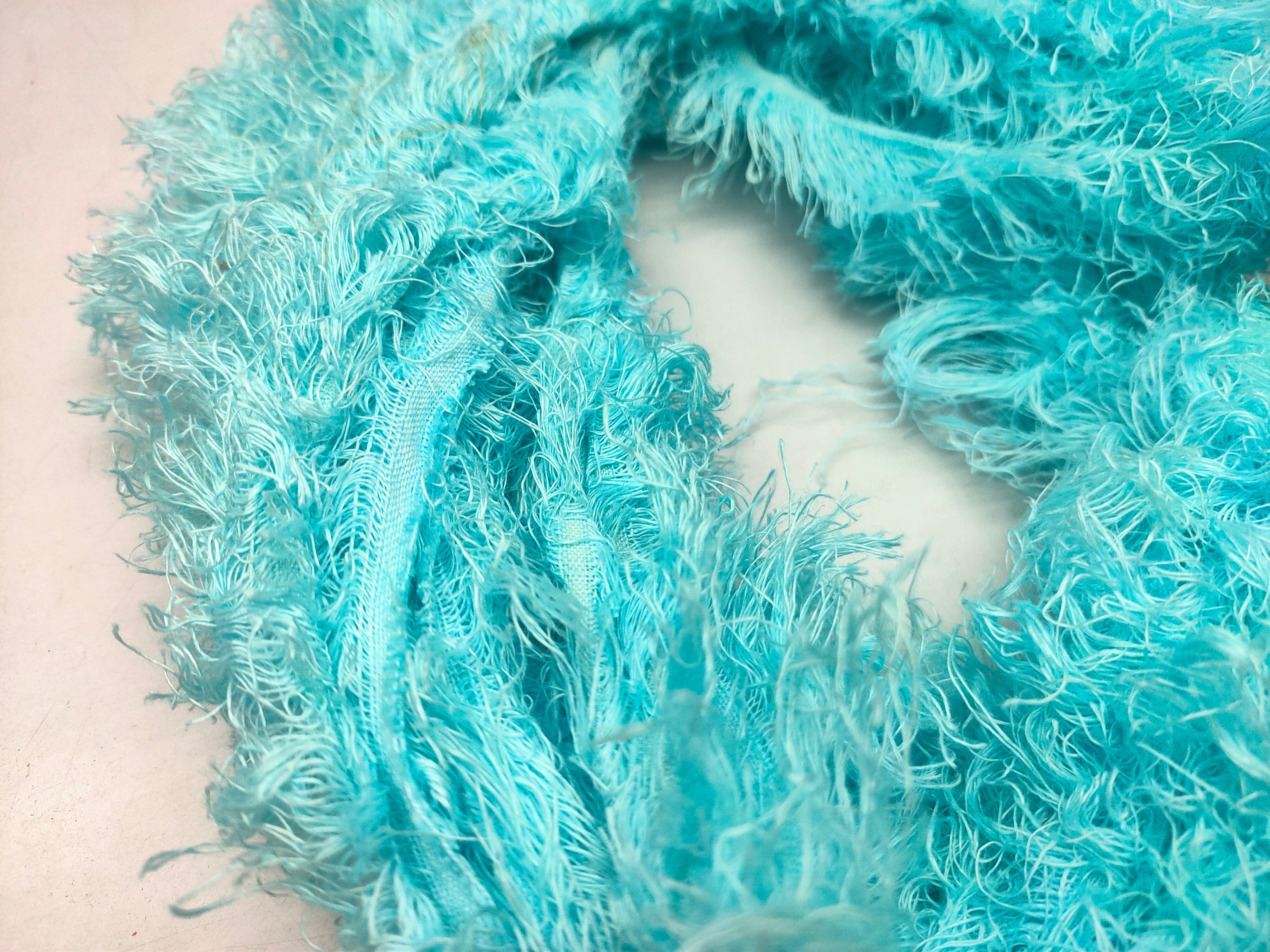 Linen Fuzzy Ribbon - Sky - SilkRouteIndia