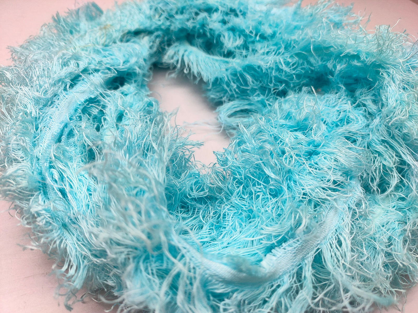 Linen Fuzzy Ribbon - Sky - SilkRouteIndia