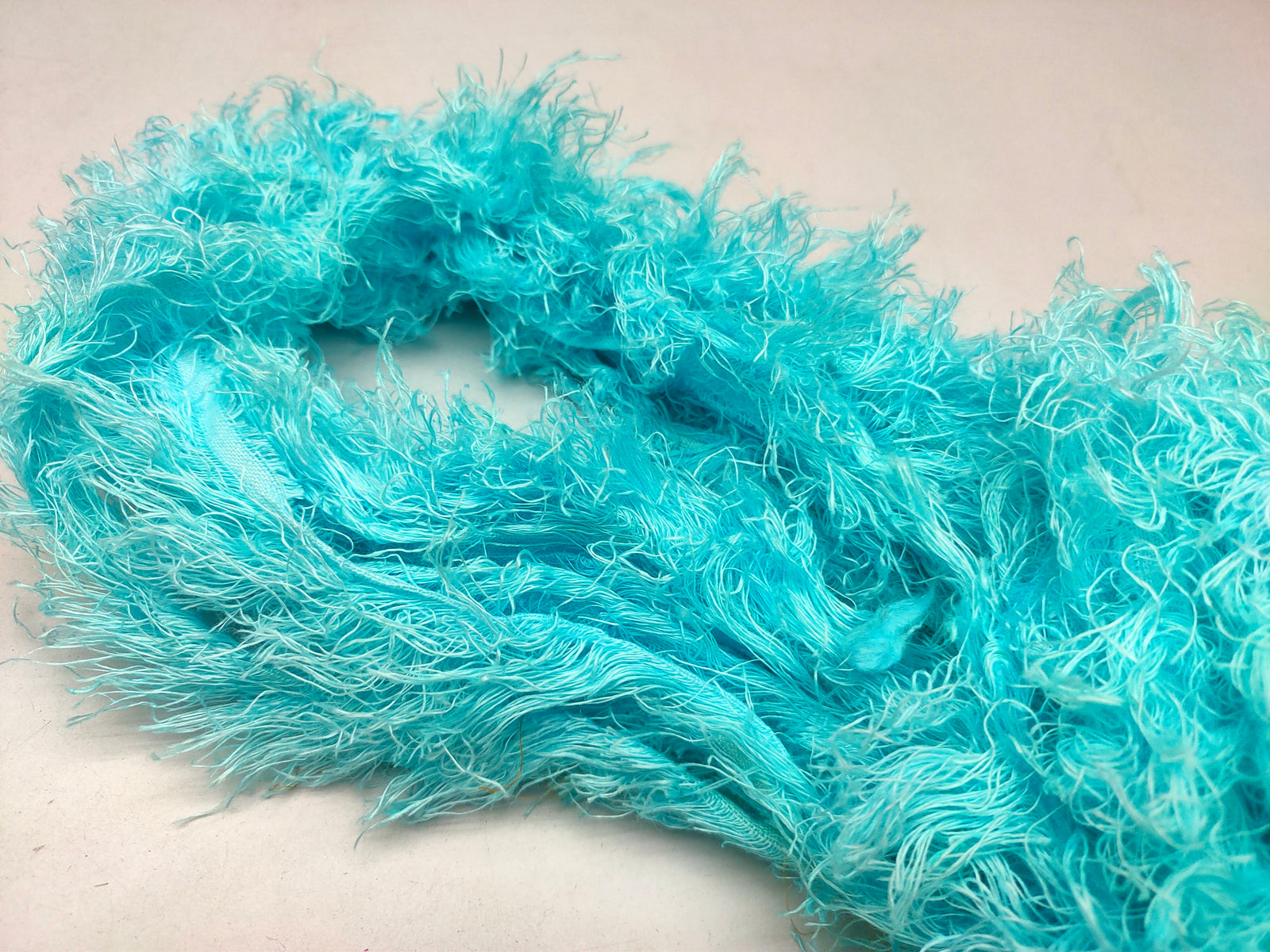 Linen Fuzzy Ribbon - Sky - SilkRouteIndia