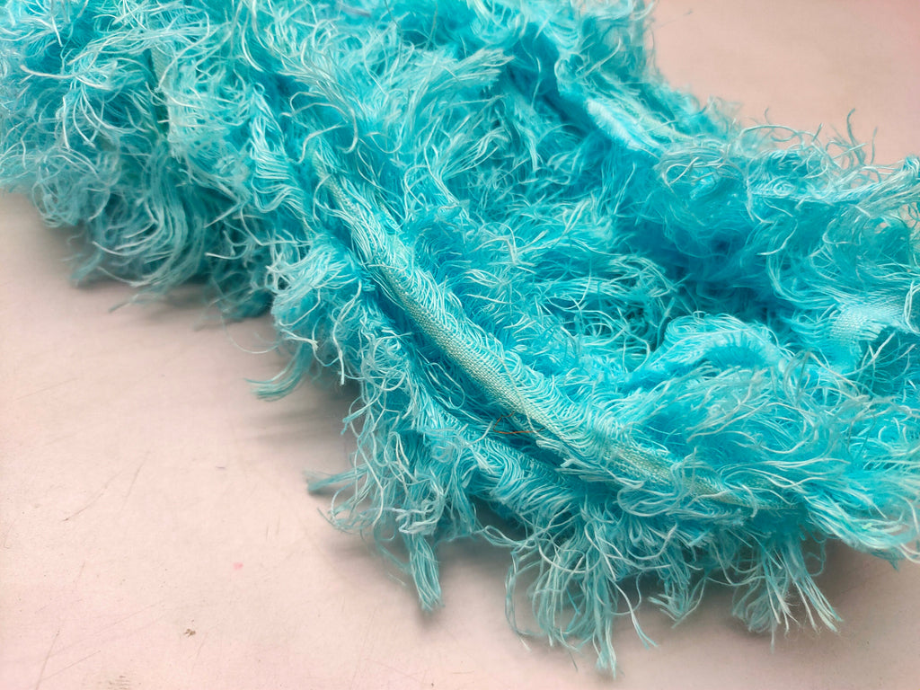 Linen Fuzzy Ribbon - Sky - SilkRouteIndia