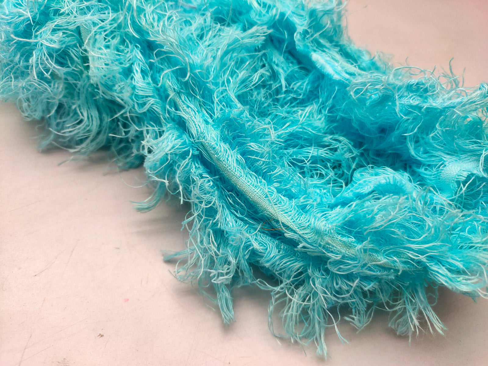 Linen Fuzzy Ribbon - Sky - SilkRouteIndia