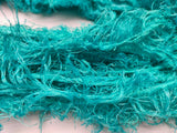 Linen Fuzzy Ribbon - Turquoise - SilkRouteIndia