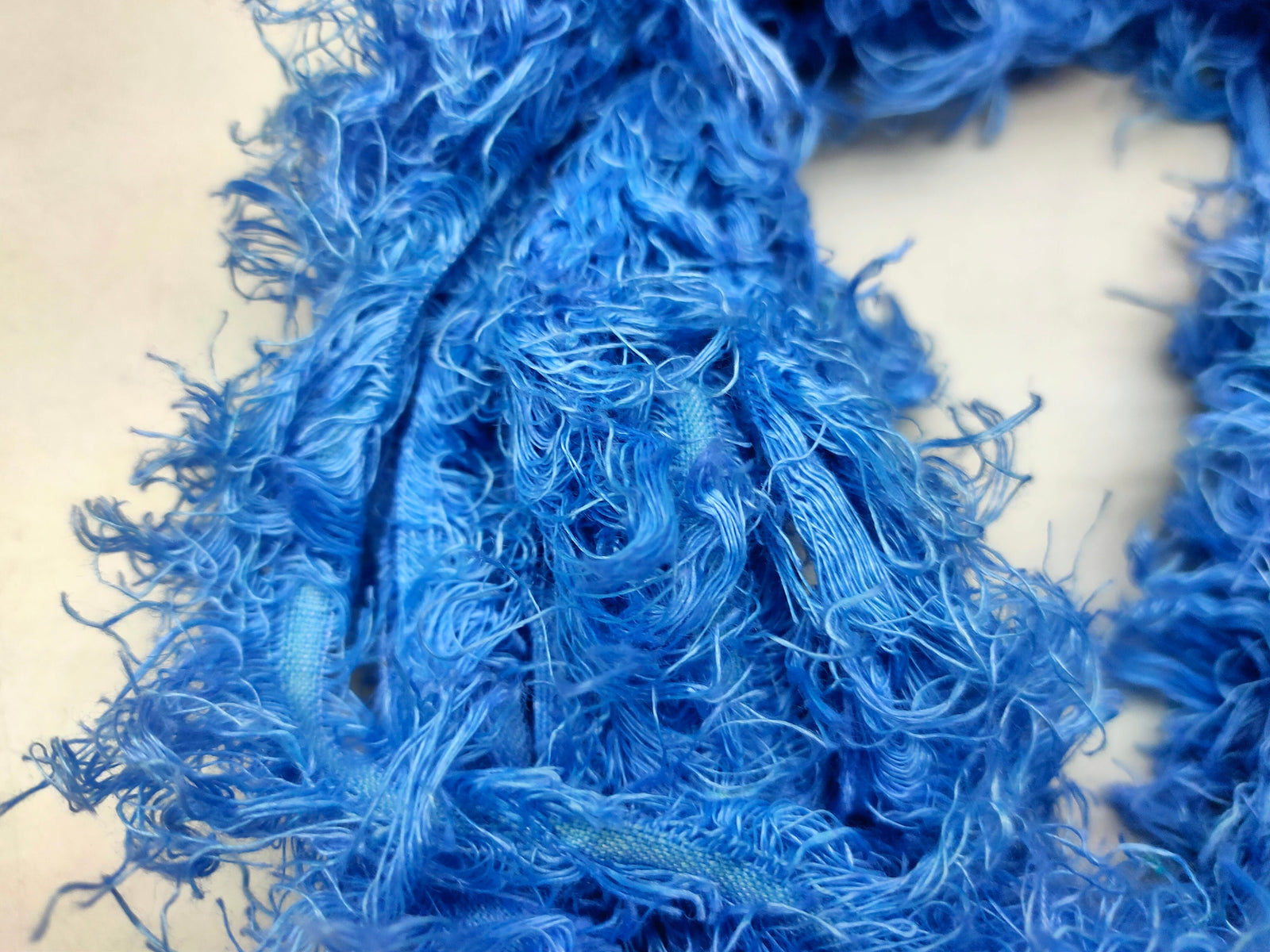 Linen Fuzzy Ribbon - Azure Blue - SilkRouteIndia