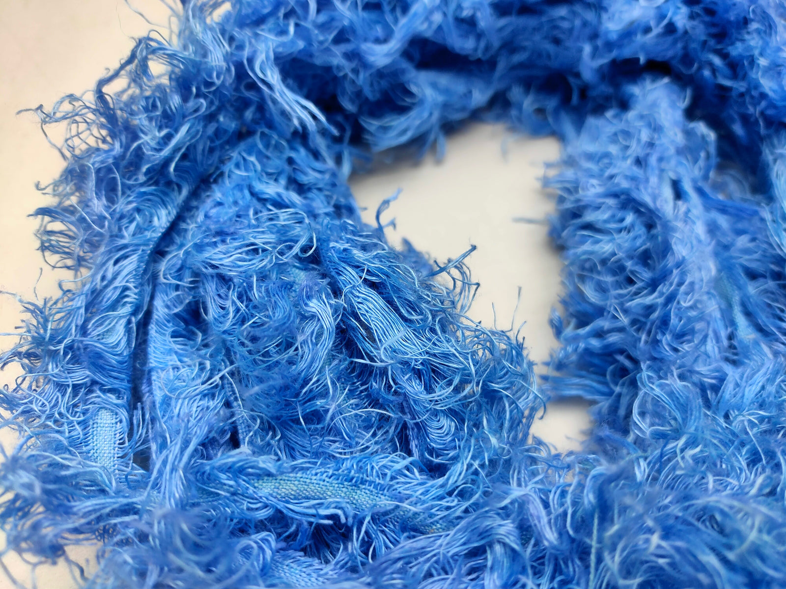 Linen Fuzzy Ribbon - Azure Blue - SilkRouteIndia