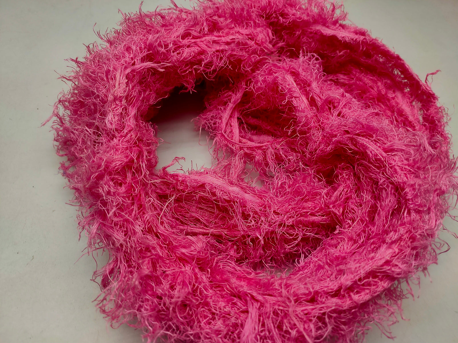 Linen Fuzzy Ribbon - Pink Lips - SilkRouteIndia
