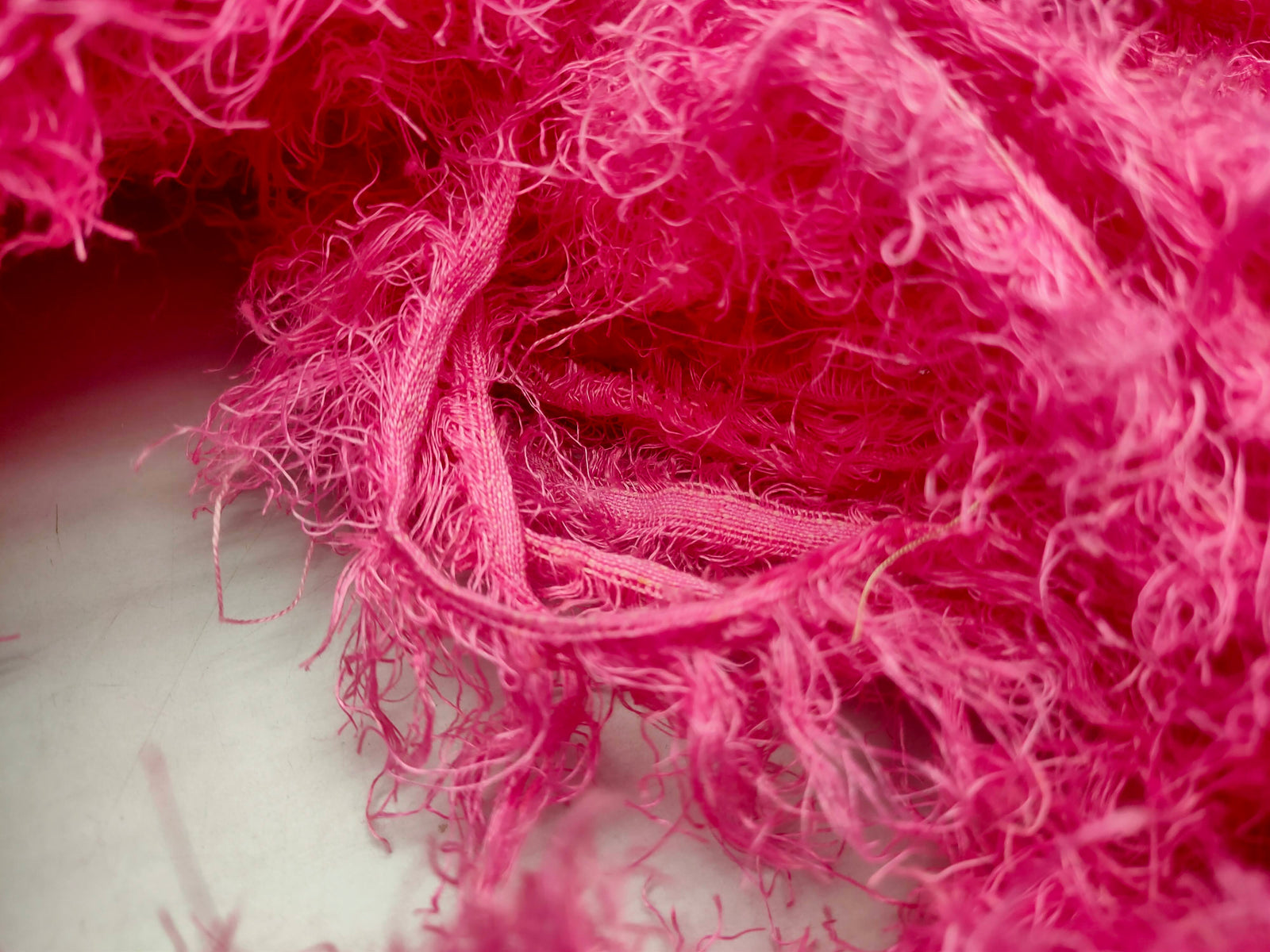 Linen Fuzzy Ribbon - Pink Lips - SilkRouteIndia