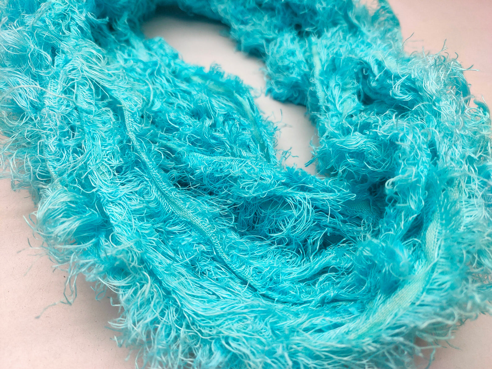 Linen Fuzzy Ribbon - Sea Blue - SilkRouteIndia