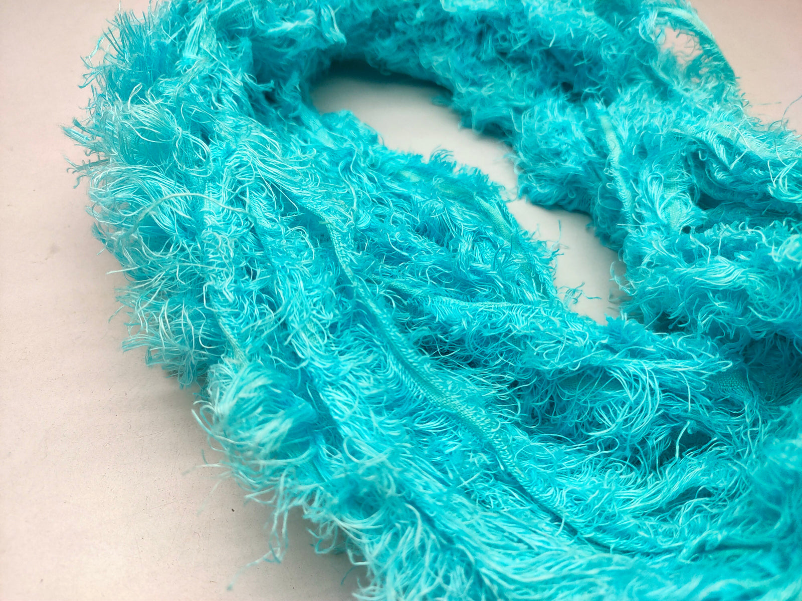 Linen Fuzzy Ribbon - Sea Blue - SilkRouteIndia