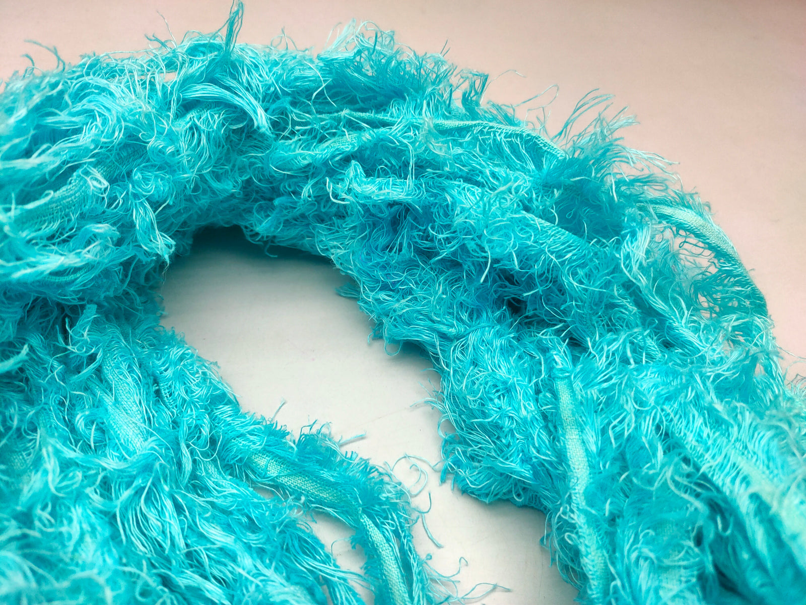 Linen Fuzzy Ribbon - Sea Blue - SilkRouteIndia