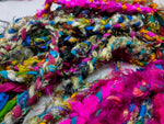 Recycled Yarn - Braided Lurex - SilkRouteIndia Recycled Sari SilK yarn, Recycled Sari Silk Ribbon, Recycled Sari yarn, Recycled Silk Ribbon,upcycled ribbon, upcycled yarn, Himalaya Silk Yarn, Recycle Sari silk,	Recycle Silk,	Yarn for Knitting,	Knitting Yarn,	Crochet Yarn,	handcrafted yarn,	recycle sari yarn,	Sari Silk Yarn, reused ribbon, recycled ribbon