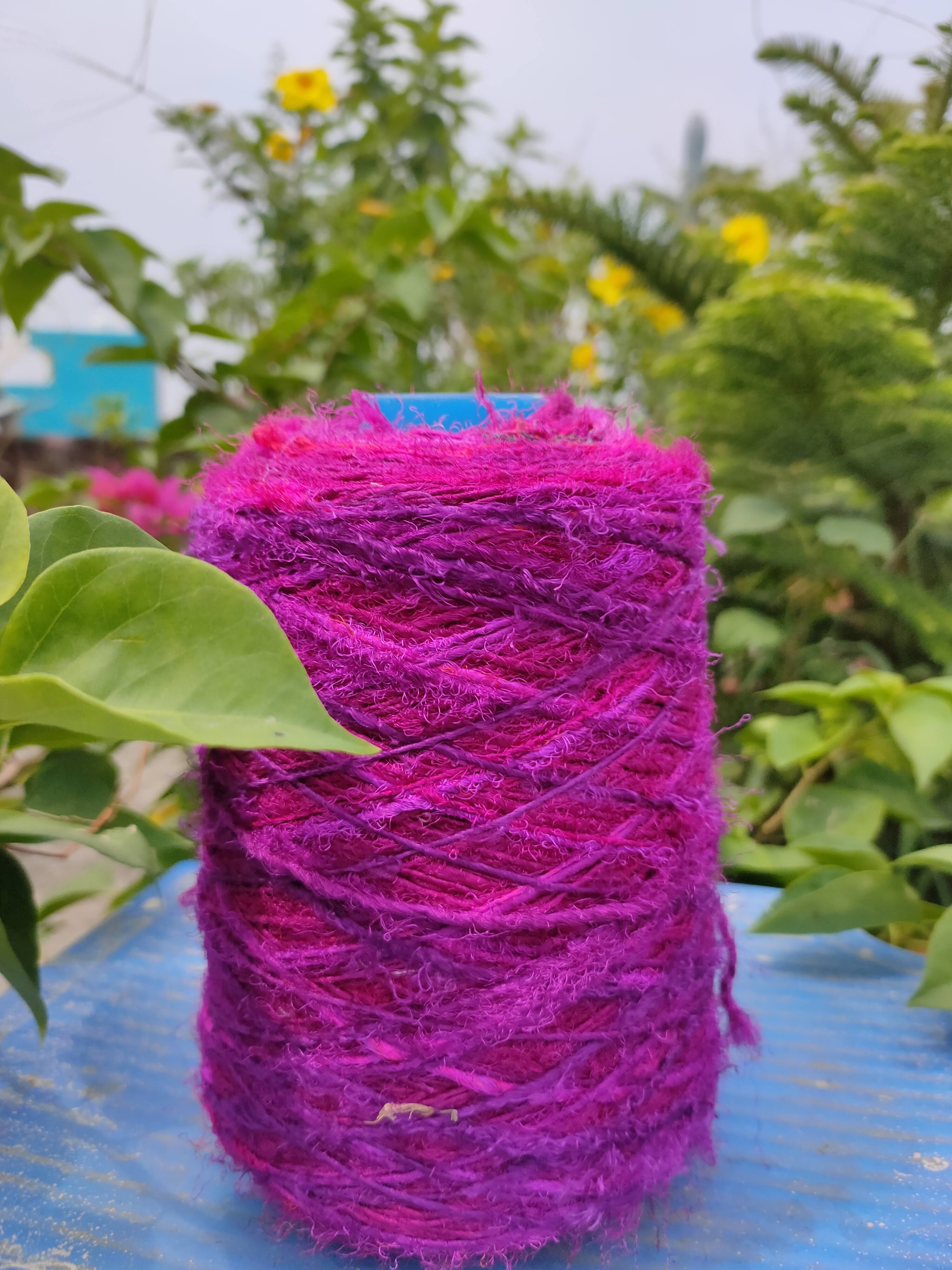 Recycled Sari Silk Yarn Prime Pink - SilkRouteIndia