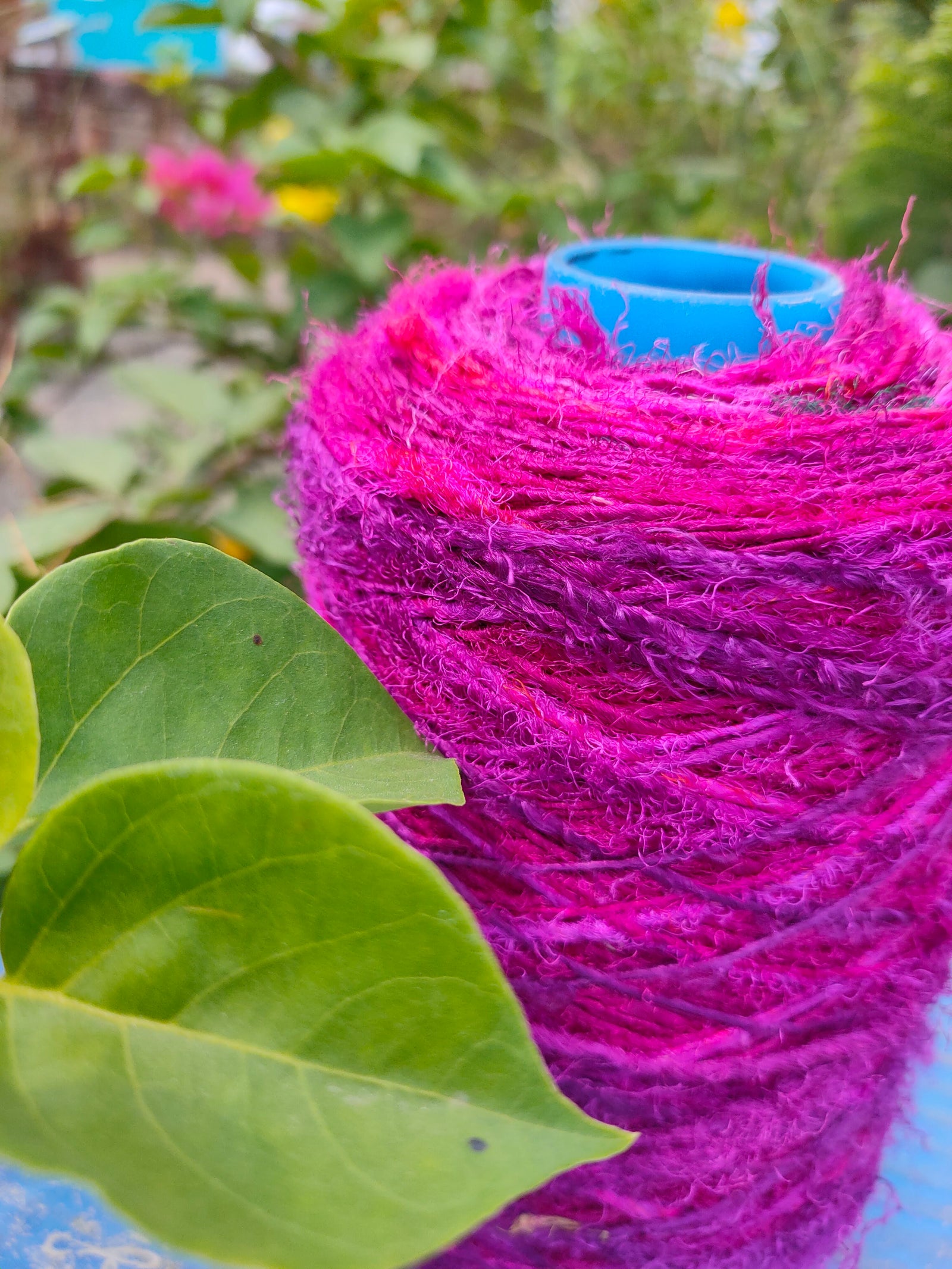 Recycled Sari Silk Yarn Prime Pink - SilkRouteIndia