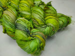 Recycled Sari Silk Ribbon - Green Petal - SilkRouteIndia