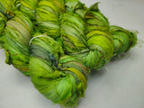 Recycled Sari Silk Ribbon - Green Petal - SilkRouteIndia