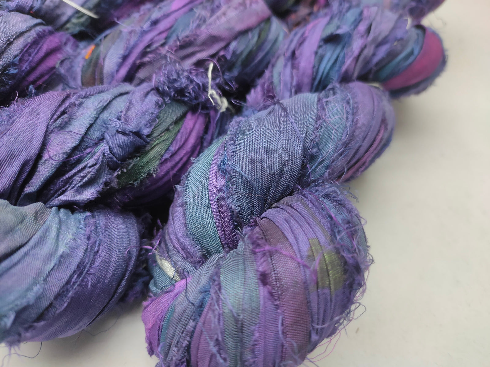 Recycled Sari Silk Ribbon - Blue Echo - SilkRouteIndia