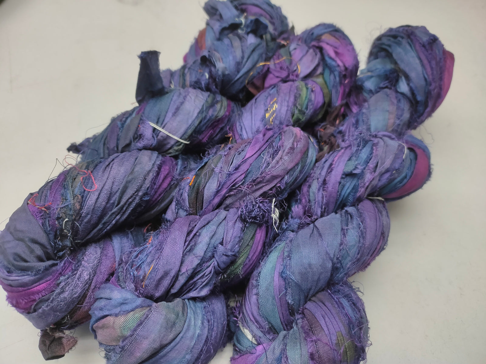 Recycled Sari Silk Ribbon - Blue Echo - SilkRouteIndia