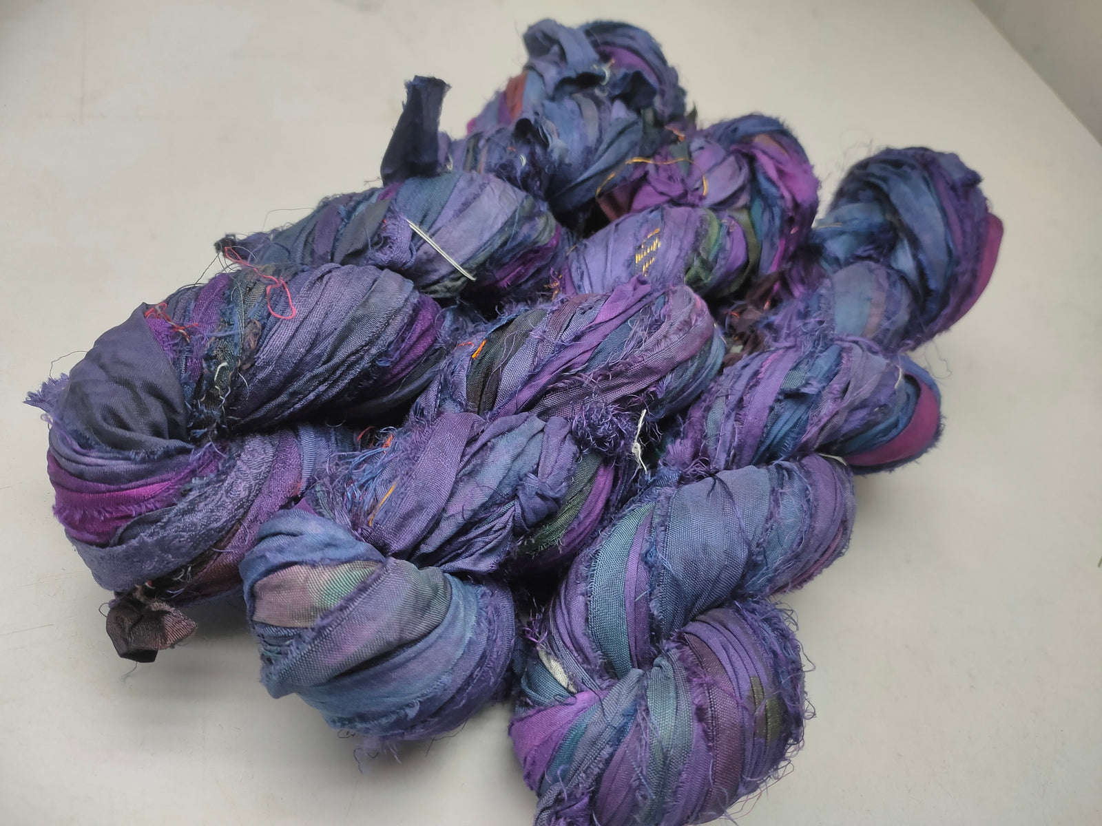 Recycled Sari Silk Ribbon - Blue Echo - SilkRouteIndia