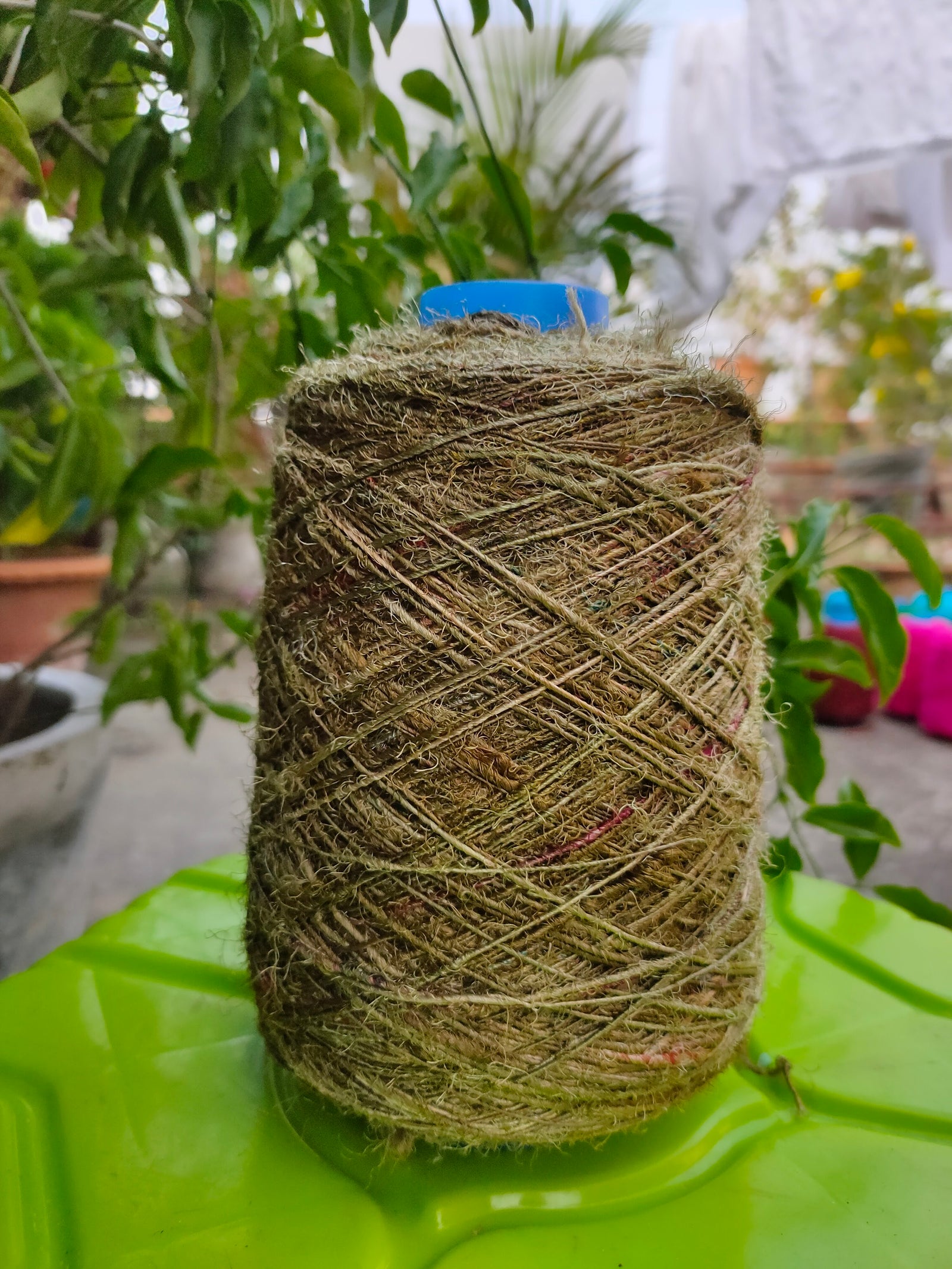Recycled Sari Silk Yarn Prime Army - SilkRouteIndia