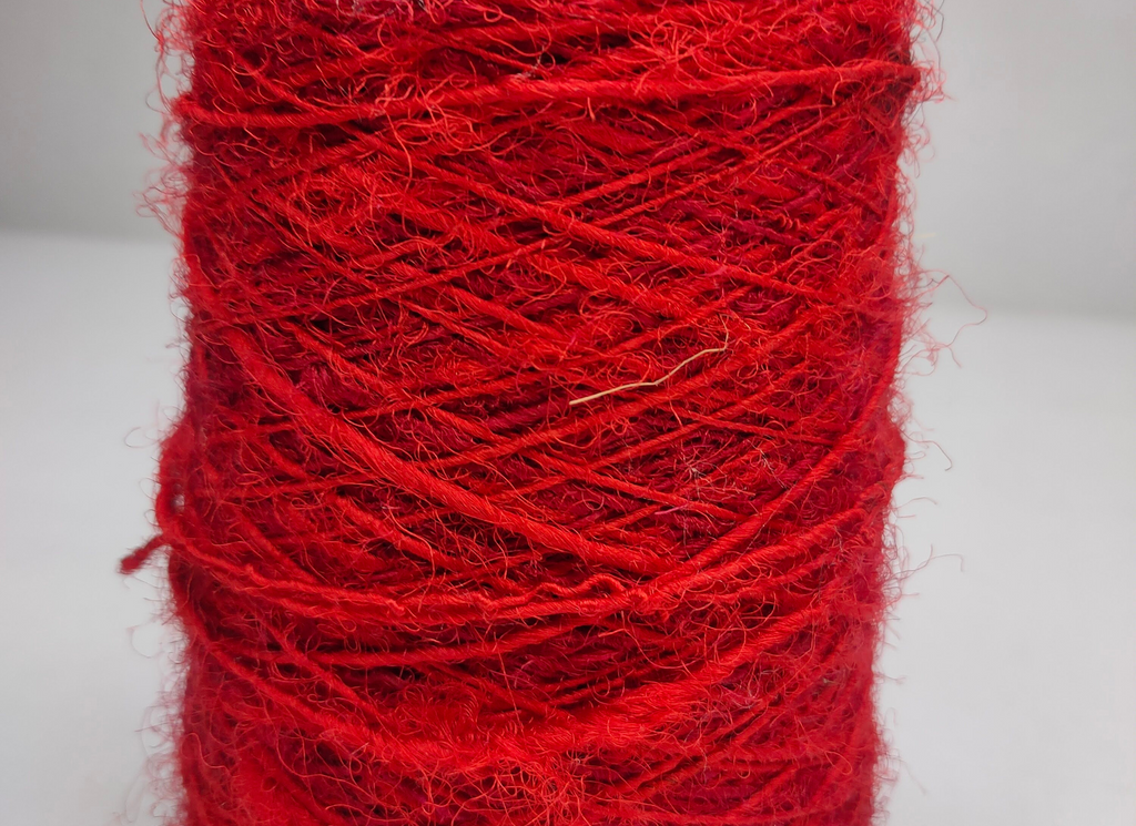 Recycled Sari Silk Yarn Prime Cone - Blood