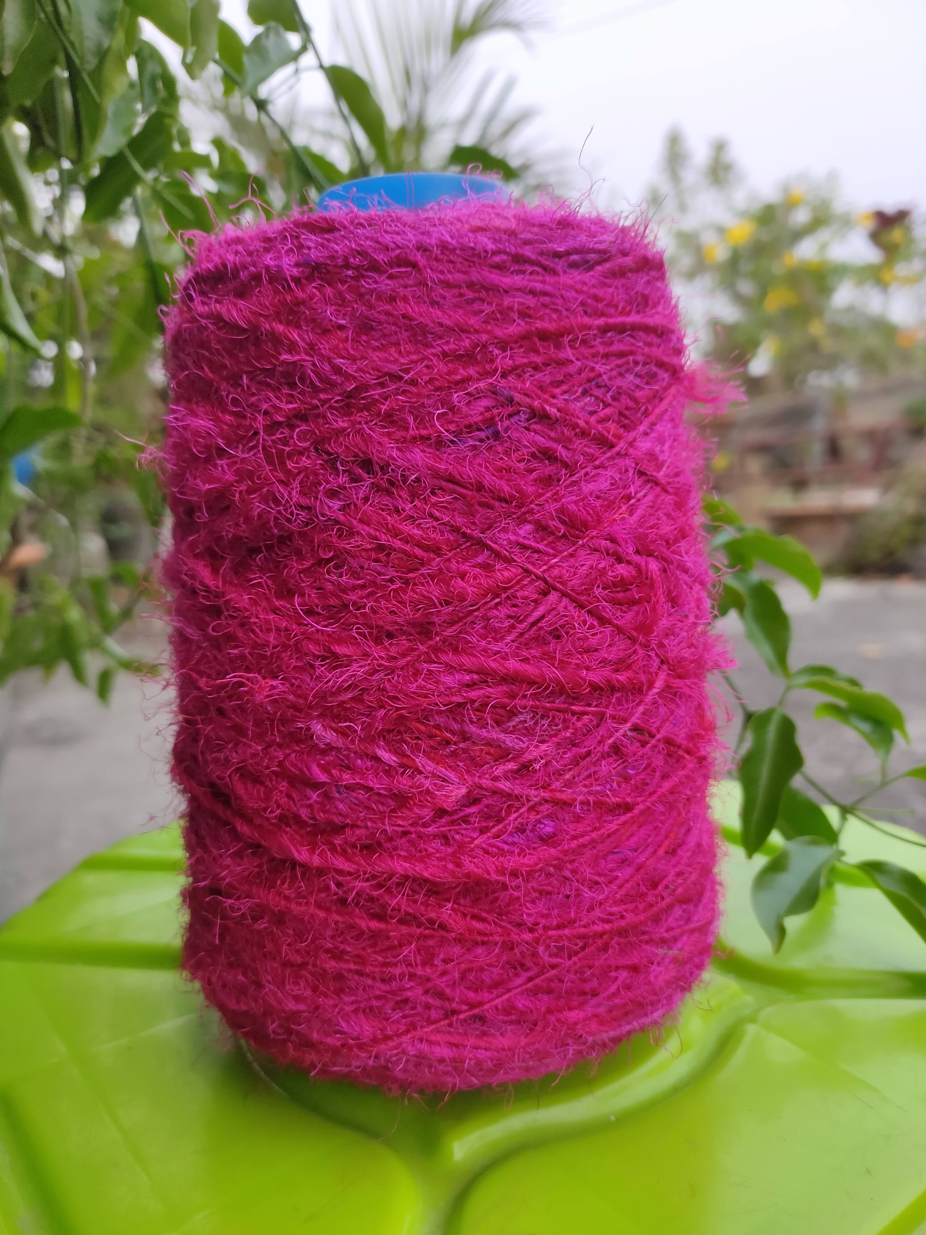 Recycled Sari Silk Yarn Prime Pink - SilkRouteIndia - Recycled Sari Silk Yarn Prime Pink that is available in multitude of colors, and being premium, you get extra length of yarn in the same weight. We fabricate Sari Silk Yarn from the bi-product of sari and silk production units. The Yarn, available with us, is hand spun into bright hanks which is suitable for number of Handicrafts applications