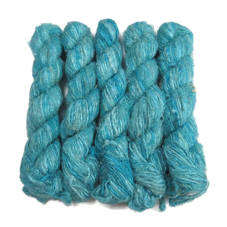 Banana Yarn - Aqua - SilkRouteIndia - Recycled Yarn - Recycled Banana Yarn - Vegan Yarn