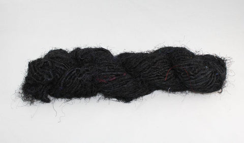 Banana Yarn - Jet Black - SilkRouteIndia - Banana Yarn : It has a similar appearance as Recycled Yarn, the difference being the viscose rayon fiber content in Banana Yarns. We manufacture Banana Yarn using state of the art facility. The manufacturing process includes refining, processing and spinning by Women cooperatives using the drop spindle.