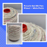 Recycled Sari Silk Yarn Prime - White Patches - SilkRouteIndia