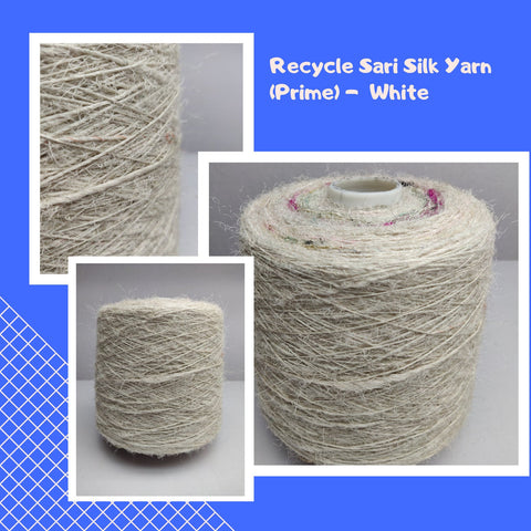 Recycled Sari Silk Yarn Prime White - SilkRouteIndia