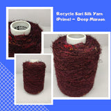 Recycled Sari Silk Yarn Prime - Deep Maroon - SilkRouteIndia