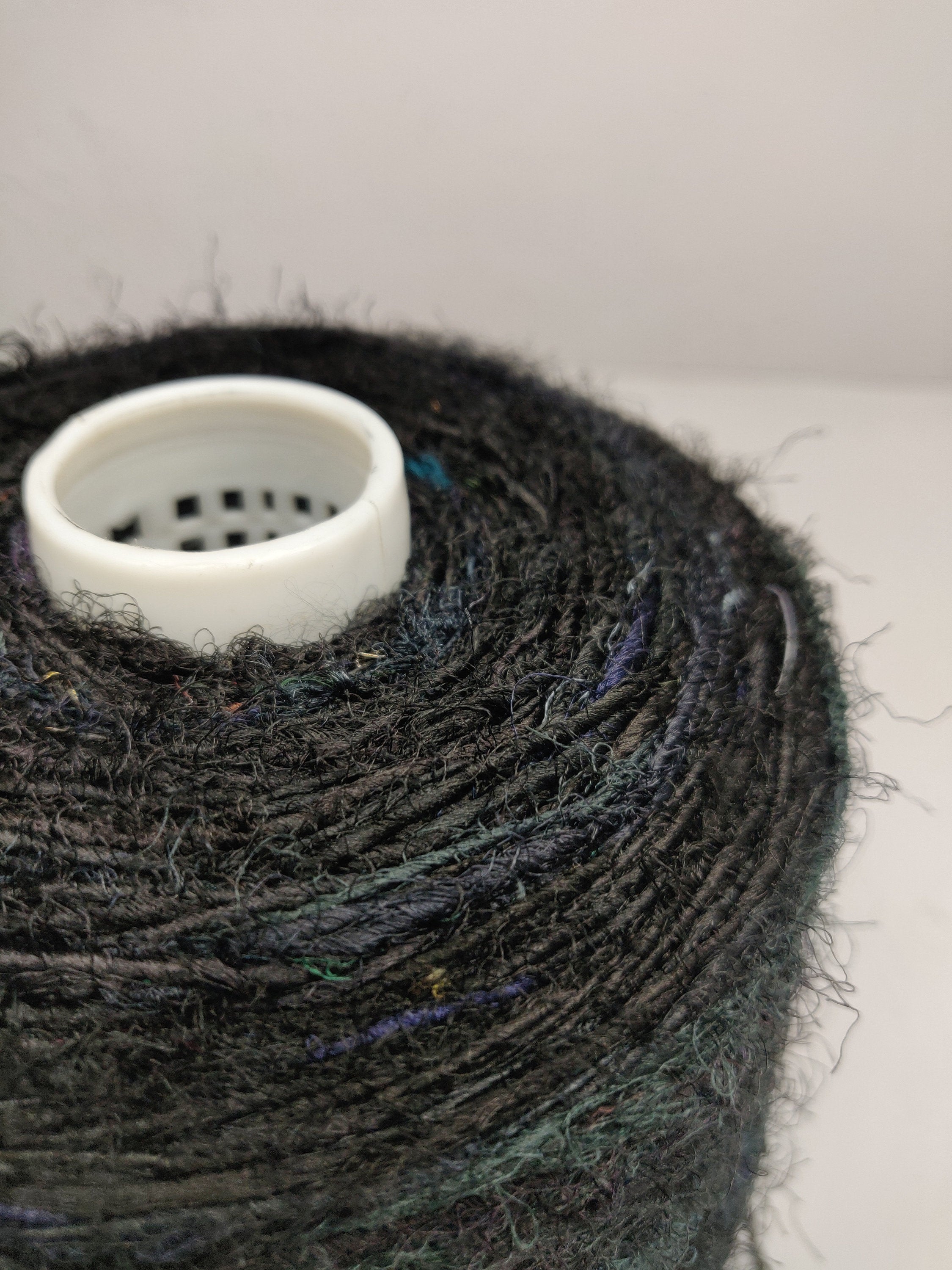 Recycled Sari Silk Yarn Prime - Black - SilkRouteIndia