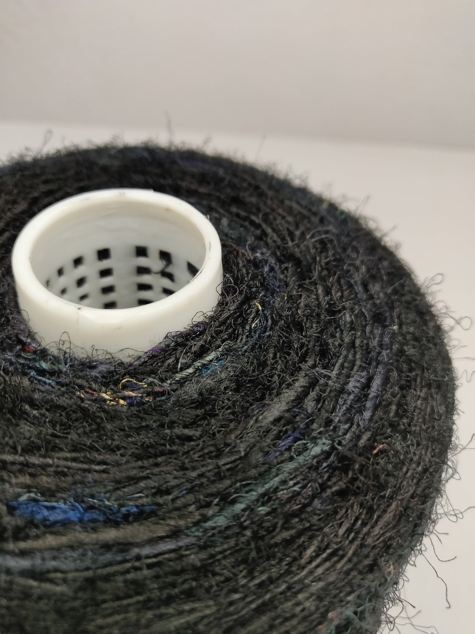 Recycled Sari Silk Yarn Prime - Black - SilkRouteIndia