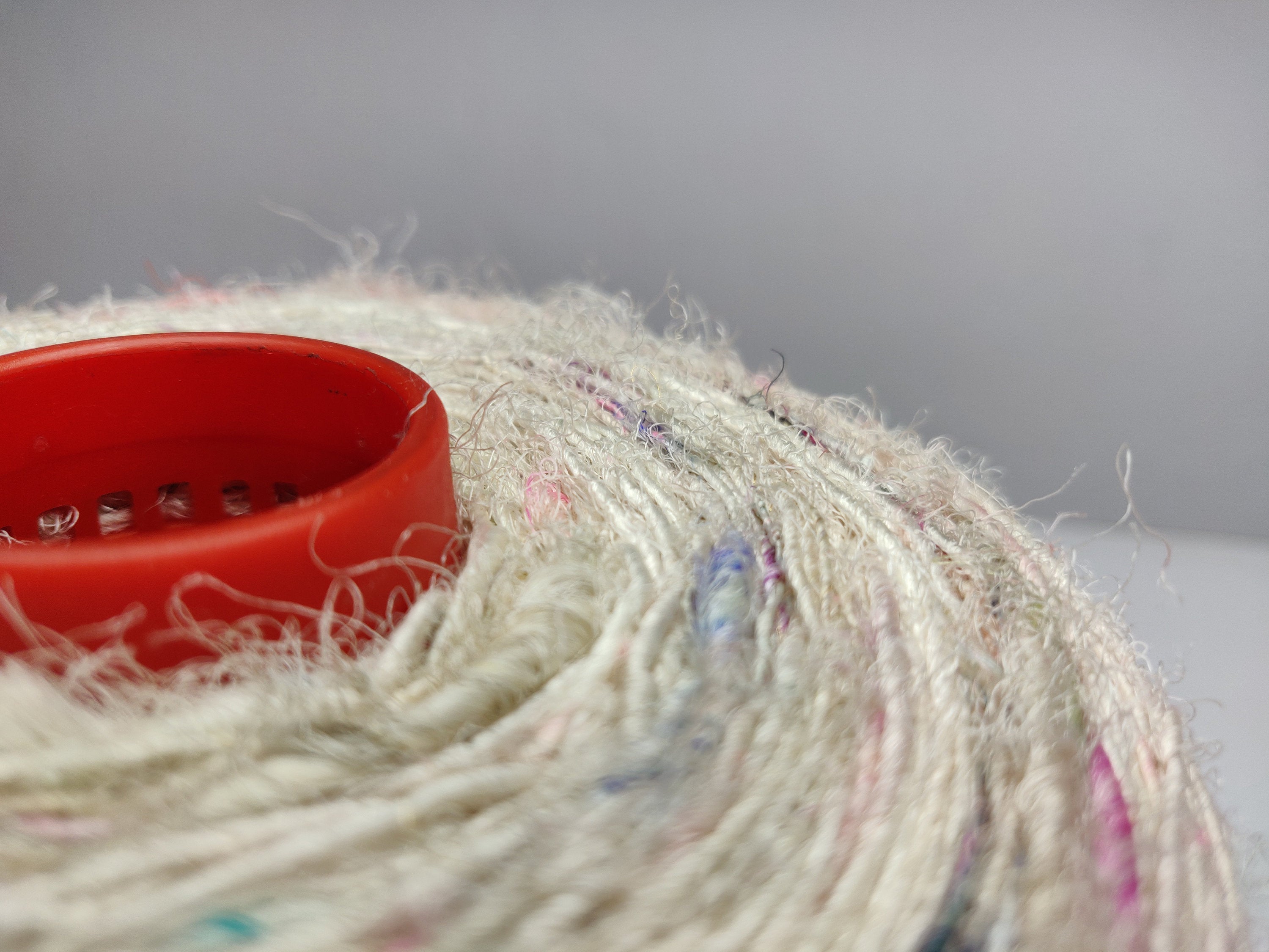 Recycled Sari Silk Yarn Prime - White Patches - SilkRouteIndia