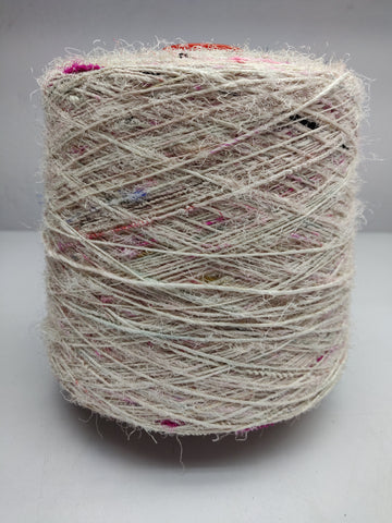 Recycled Sari Silk Yarn Prime - White Patches - SilkRouteIndia