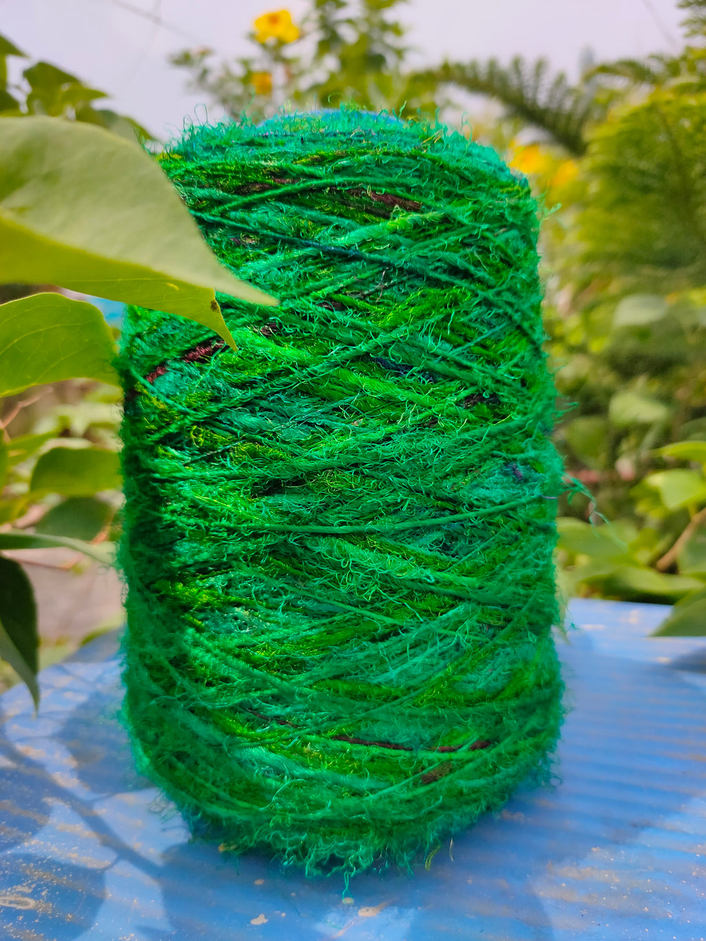 Recycled Sari Silk Yarn Prime - Green - SilkRouteIndia